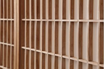 アンティーク建具　和製アンティーク　昭和初期　木味が魅力の縦額入り障子戸4枚セット(引き戸、建具)(R-037015)