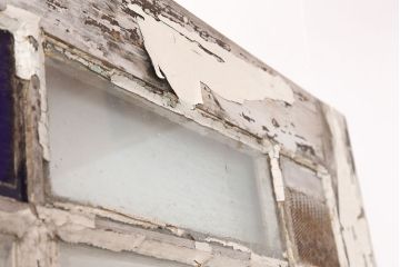 アンティーク建具　フランスアンティーク　パイン材　色ガラスがおしゃれな木製ドア(扉、建具)(R-037016)