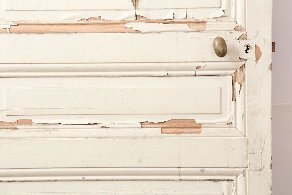 アンティーク建具　フランスアンティーク　ホワイトペイントのシャビーな木製ドア(扉、建具)(R-037019)