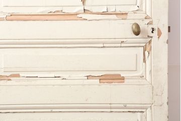 アンティーク建具　フランスアンティーク　ホワイトペイントのシャビーな木製ドア(扉、建具)(R-037019)