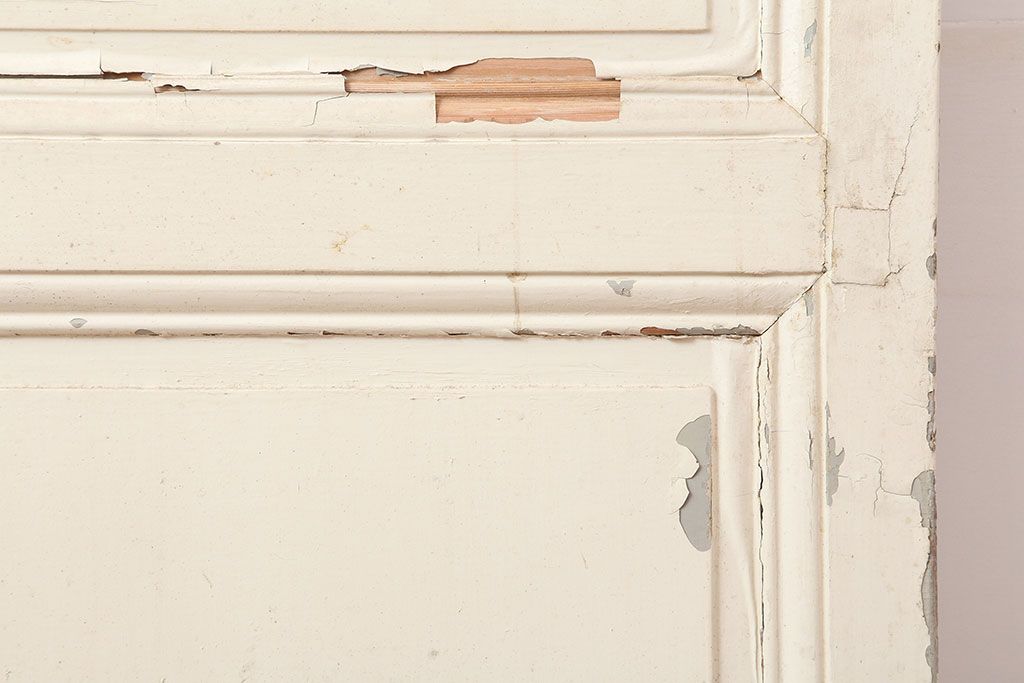 アンティーク建具　フランスアンティーク　ホワイトペイントのシャビーな木製ドア(扉、建具)(R-037019)