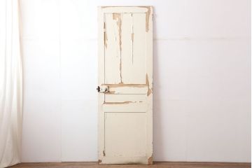 アンティーク建具　フランスアンティーク　ホワイトペイントのシャビーな木製ドア(扉、建具)(R-037019)
