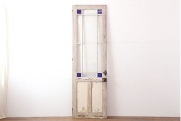 アンティーク建具　パイン材　ホワイトペイントが爽やかなフランスアンティークの木製ドア(扉、建具)(R-037022)