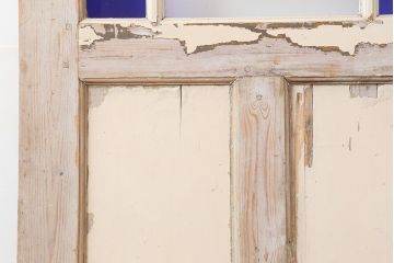 アンティーク建具　パイン材　ホワイトペイントが爽やかなフランスアンティークの木製ドア(扉、建具)(R-037022)