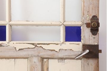 アンティーク建具　パイン材　ホワイトペイントが爽やかなフランスアンティークの木製ドア(扉、建具)(R-037022)