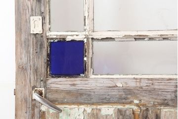 アンティーク建具　パイン材　ホワイトペイントが爽やかなフランスアンティークの木製ドア(扉、建具)(R-037022)