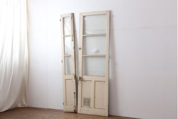 アンティーク建具　フランスアンティーク　両開き　シャビーシックなお部屋づくりにおすすめな親子ドア(扉、ガラスドア)(R-037024)