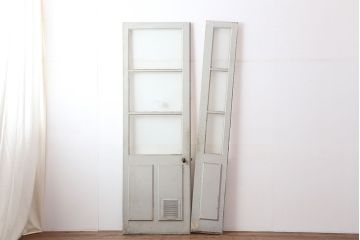 アンティーク建具　フランスアンティーク　両開き　シャビーシックなお部屋づくりにおすすめな親子ドア(扉、ガラスドア)(R-037024)