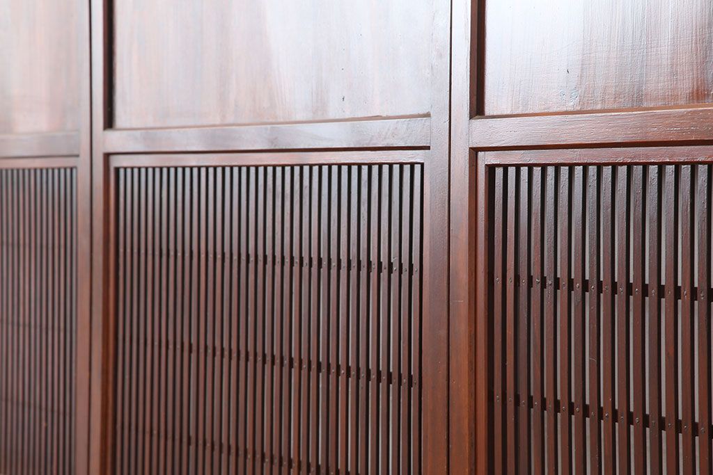 アンティーク建具　上手物　和の風情あふれる格子帯戸4枚セット(板戸、引き戸)(R-037027)