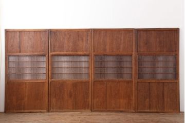 アンティーク建具　上手物　和の風情あふれる格子帯戸4枚セット(板戸、引き戸)(R-037027)