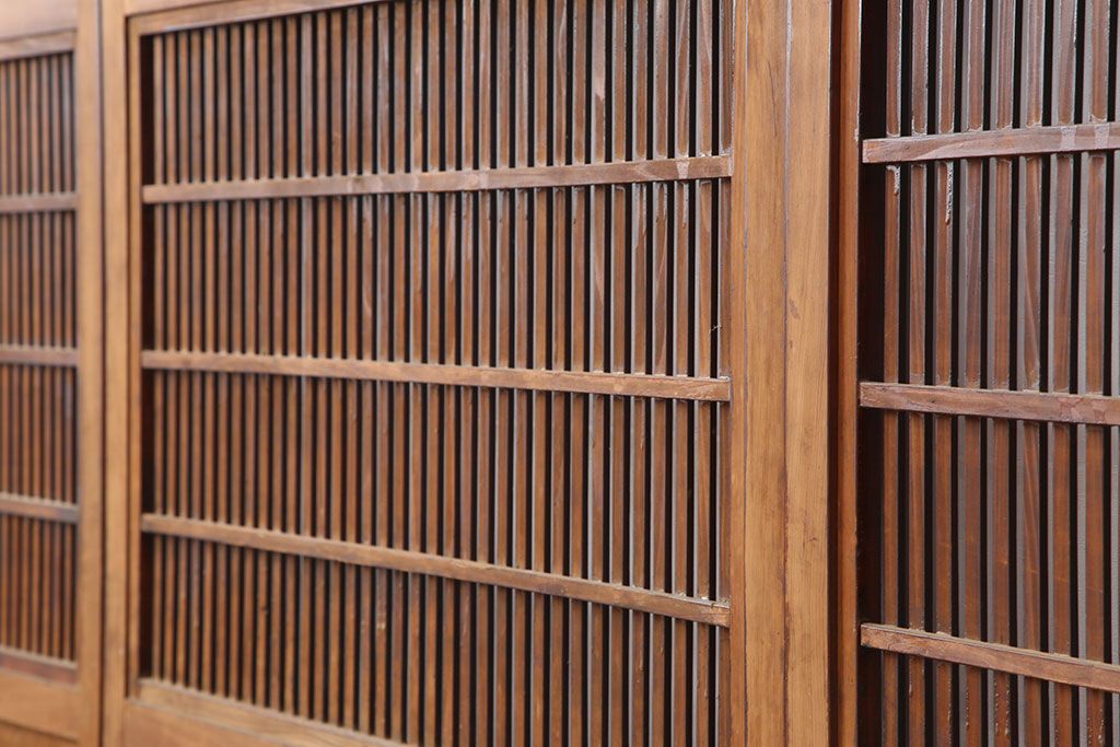 アンティーク建具　上手物　和の風情あふれる格子帯戸4枚セット(板戸、引き戸)(R-037027)