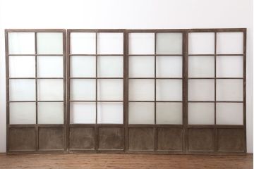 アンティーク建具　レトロ　背の高いガラス戸4枚セット(引き戸)(R-037028)