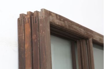 アンティーク建具　レトロ　背の高いガラス戸4枚セット(引き戸)(R-037028)