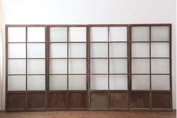 アンティーク建具　レトロ　背の高いガラス戸4枚セット(引き戸)(R-037028)