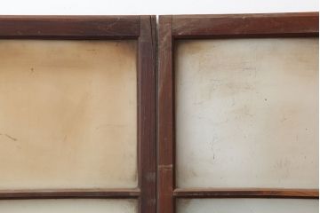 アンティーク建具　レトロ　背の高いガラス戸2枚セット(引き戸)(R-037029)