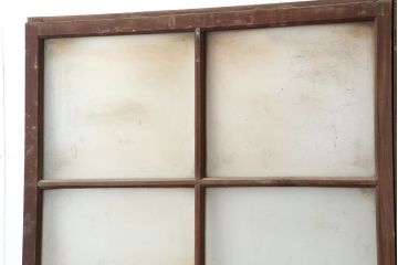 アンティーク建具　レトロ　背の高いガラス戸2枚セット(引き戸)(R-037029)