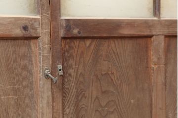 アンティーク建具　レトロ　背の高いガラス戸2枚セット(引き戸)(R-037029)