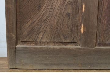 アンティーク建具　レトロ　腰板ケヤキ材　和を感じるデザインのガラス戸2枚セット(玄関戸、引き戸)(R-037031)