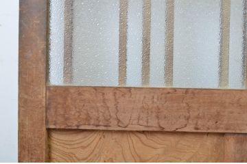 アンティーク建具　レトロ　腰板ケヤキ材　和を感じるデザインのガラス戸2枚セット(玄関戸、引き戸)(R-037031)
