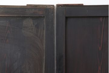 アンティーク建具　木の味わいが魅力的な格子帯戸2枚セット(板戸、引き戸)(R-037032)