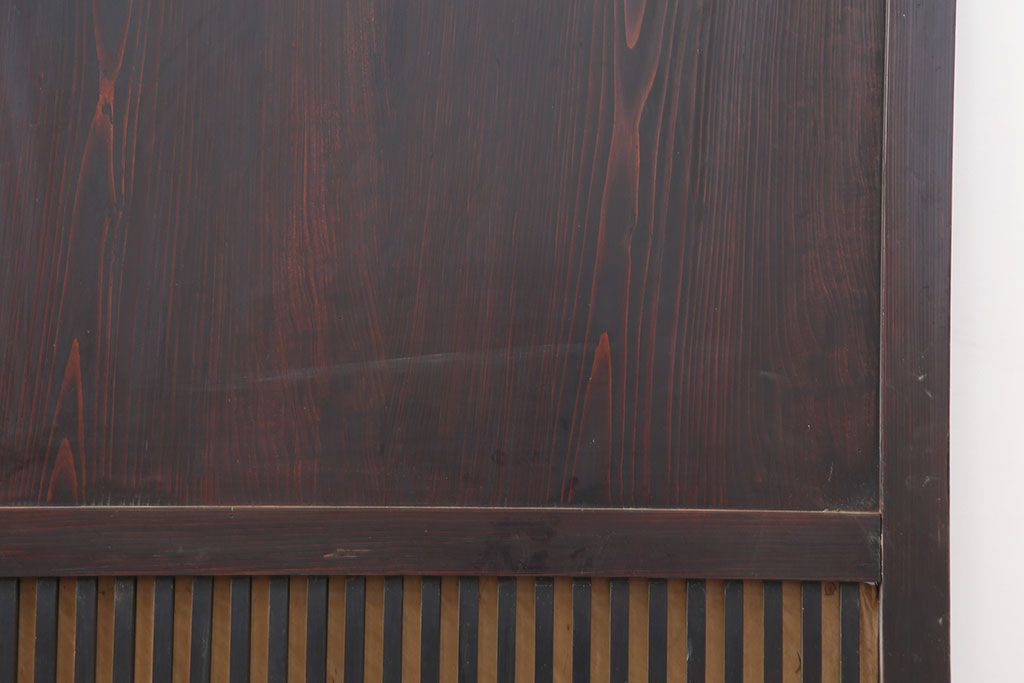 アンティーク建具　木の味わいが魅力的な格子帯戸2枚セット(板戸、引き戸)(R-037032)