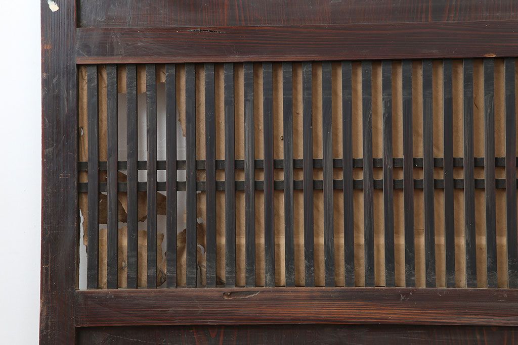 アンティーク建具　木の味わいが魅力的な格子帯戸2枚セット(板戸、引き戸)(R-037032)