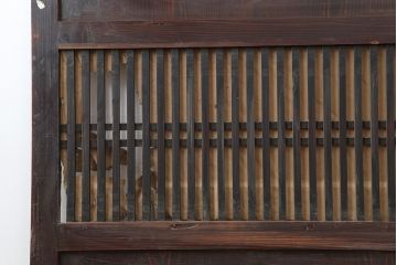 アンティーク建具　木の味わいが魅力的な格子帯戸2枚セット(板戸、引き戸)(R-037032)