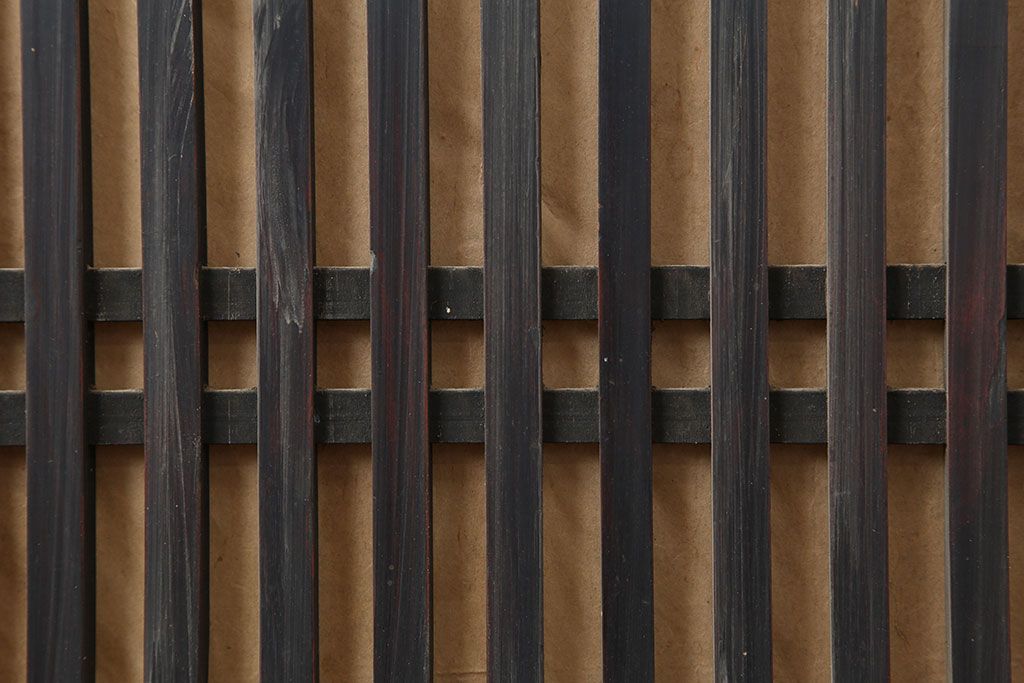 アンティーク建具　木の味わいが魅力的な格子帯戸2枚セット(板戸、引き戸)(R-037032)