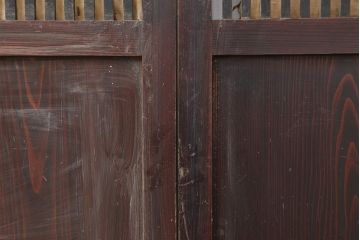 アンティーク建具　木の味わいが魅力的な格子帯戸2枚セット(板戸、引き戸)(R-037032)