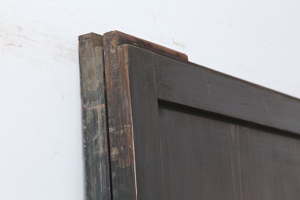 アンティーク建具　木の味わいが魅力的な格子帯戸2枚セット(板戸、引き戸)(R-037032)