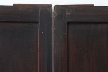 アンティーク建具　木の味わいが魅力的な格子帯戸2枚セット(板戸、引き戸)(R-037032)