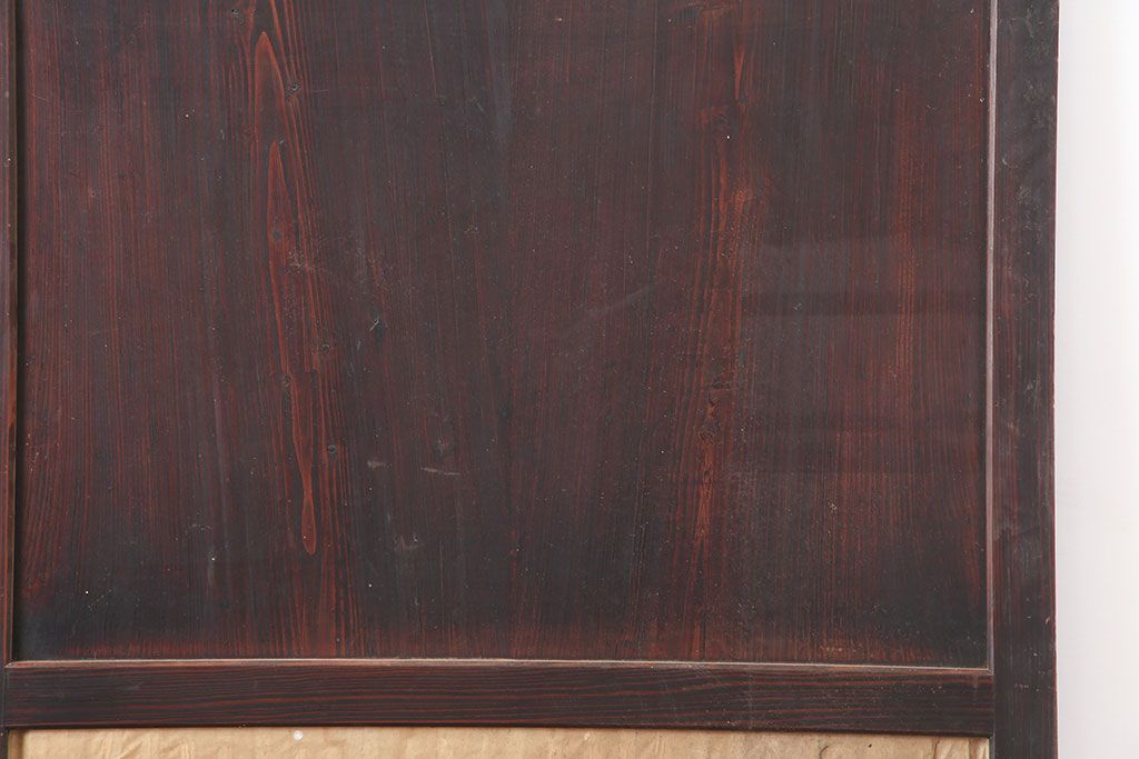 アンティーク建具　木の味わいが魅力的な格子帯戸2枚セット(板戸、引き戸)(R-037032)