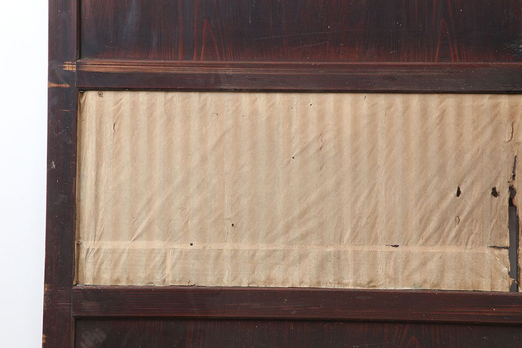 アンティーク建具　木の味わいが魅力的な格子帯戸2枚セット(板戸、引き戸)(R-037032)