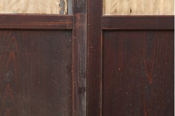 アンティーク建具　木の味わいが魅力的な格子帯戸2枚セット(板戸、引き戸)(R-037032)