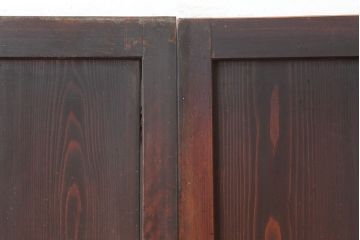 アンティーク建具　明治大正期　裏ガラス入り!和モダンにもおすすめな格子帯戸2枚セット(ガラス帯戸、板戸、引き戸)(R-037033)