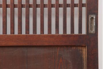 アンティーク建具　明治大正期　裏ガラス入り!和モダンにもおすすめな格子帯戸2枚セット(ガラス帯戸、板戸、引き戸)(R-037033)