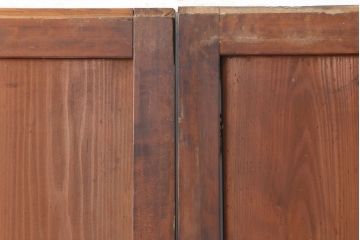 アンティーク建具　明治大正期　裏ガラス入り!和モダンにもおすすめな格子帯戸2枚セット(ガラス帯戸、板戸、引き戸)(R-037033)