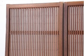 アンティーク建具　腰板ケヤキ材　細身の格子戸4枚セット(ガラス帯戸、引き戸)(R-037034)