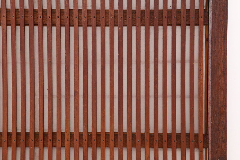 アンティーク建具　腰板ケヤキ材　細身の格子戸4枚セット(ガラス帯戸、引き戸)(R-037034)