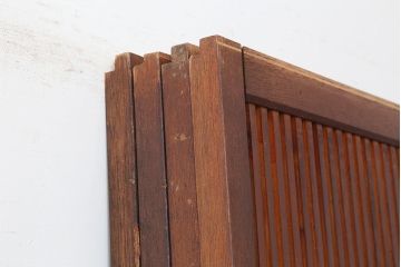 アンティーク建具　腰板ケヤキ材　細身の格子戸4枚セット(ガラス帯戸、引き戸)(R-037034)