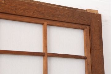 アンティーク建具　腰板ケヤキ材　細身の格子戸4枚セット(ガラス帯戸、引き戸)(R-037034)