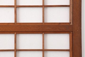 アンティーク建具　腰板ケヤキ材　細身の格子戸4枚セット(ガラス帯戸、引き戸)(R-037034)