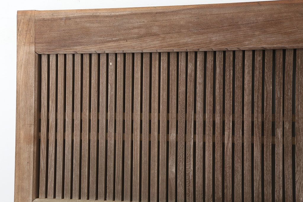 アンティーク建具　和製アンティーク　総ケヤキ材　風格漂う格子蔵戸(玄関戸、引き戸)(R-037035)