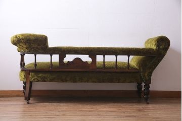 アンティーク家具　イギリスアンティーク　マホガニー材　お部屋をクラシカルに彩るシェーズロング(ソファ、カウチ)(R-037036)