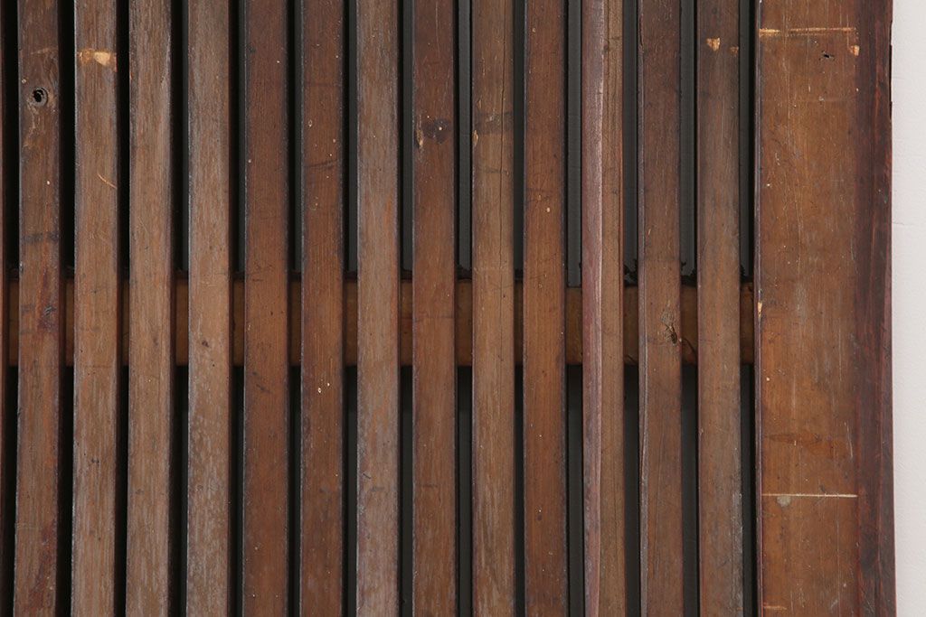 アンティーク建具　明治期　ヒノキ材　縁起物　巾着金具が存在感を放つ蔵戸(玄関戸、建具、引き戸)(R-037038)