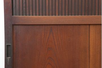 アンティーク建具　和製アンティーク　総ケヤキ材　風格漂う格子蔵戸(玄関戸、引き戸)(R-037039)