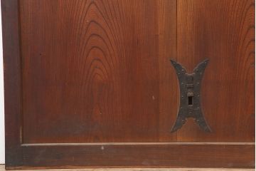 アンティーク建具　和製アンティーク　総ケヤキ材　風格漂う格子蔵戸(玄関戸、引き戸)(R-037039)