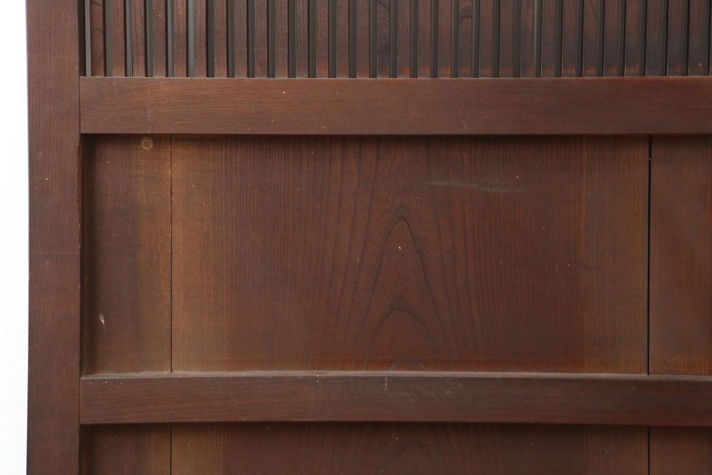 アンティーク建具　和製アンティーク　総ケヤキ材　風格漂う格子蔵戸(玄関戸、引き戸)(R-037039)