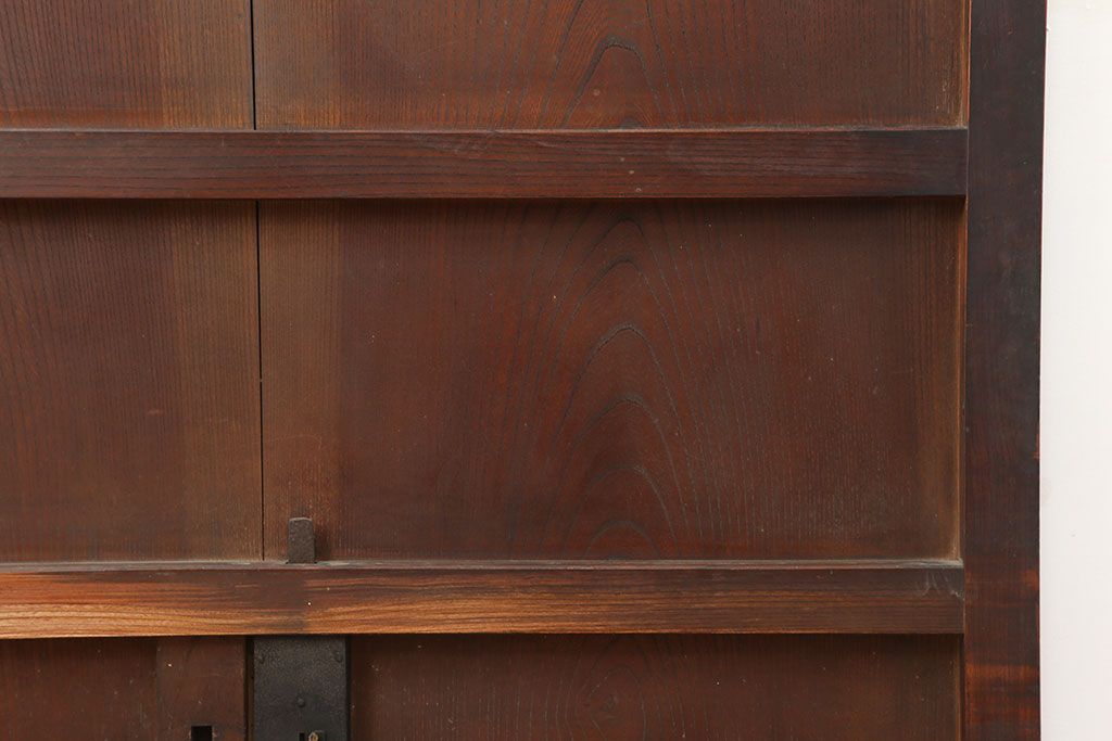 アンティーク建具　和製アンティーク　総ケヤキ材　風格漂う格子蔵戸(玄関戸、引き戸)(R-037039)