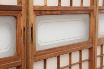アンティーク建具　昭和初期　レトロ　細身の障子戸4枚セット(引き戸)(R-037041)